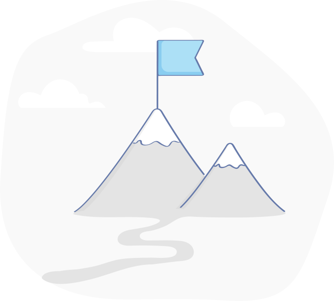 Illustration with a flag on a summit