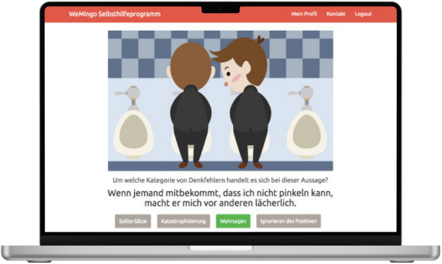 Screenshot from the WeMingo self-help program
